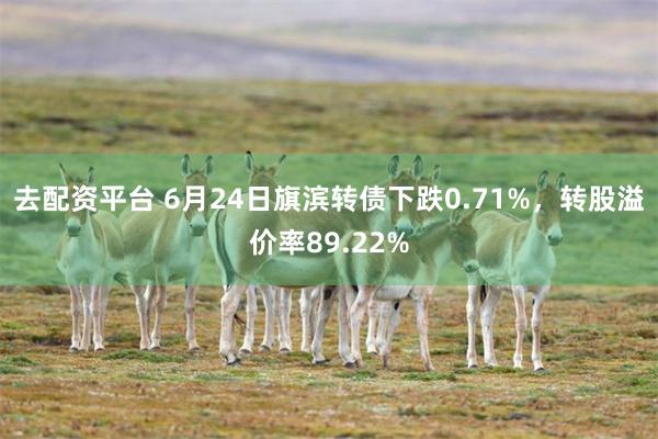 去配资平台 6月24日旗滨转债下跌0.71%，转股溢价率89.22%