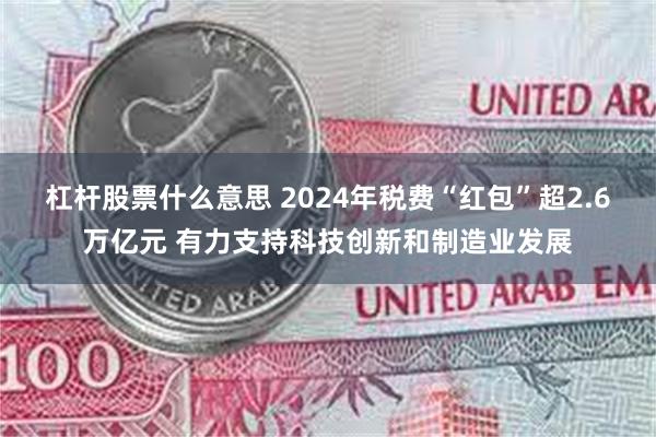 杠杆股票什么意思 2024年税费“红包”超2.6万亿元 有力支持科技创新和制造业发展