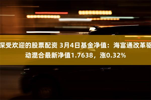 深受欢迎的股票配资 3月4日基金净值：海富通改革驱动混合最新净值1.7638，涨0.32%